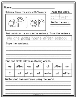 first grade sight words worksheets and activities by