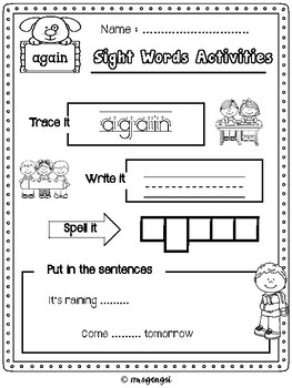 sight words first grade with visual aids