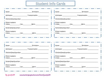 Student Information Form by graceful39 | Teachers Pay Teachers