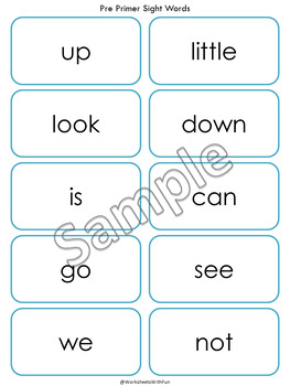 Sight Words Flash Cards, Dolch Pre Primer Sight Words Practice, T-WWF364