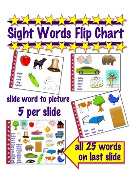Preview of Sight Words Flipchart  -  Slide to match 25 words to pictures