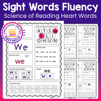 Preview of Dolch Sight Words Fluency and Word Work: Science of Reading Heart Words No Prep