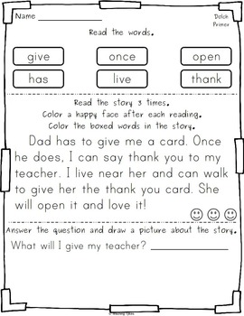 Sight Words Fluency and Word Work Dolch First Grade by Teaching Tykes