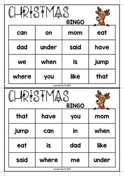 Sight Words Game: Christmas Bingo {EDITABLE PDF} by Lavinia Pop | TPT