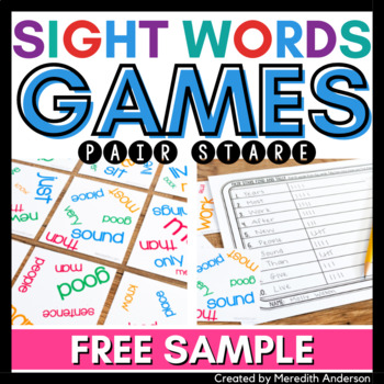 Preview of Sight Words Game FREE Activity for Early Finishers and Reading Centers