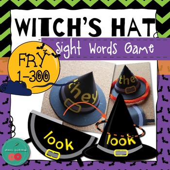 Preview of Halloween Sight Words Game, Witch's Hats, FRY-1-300