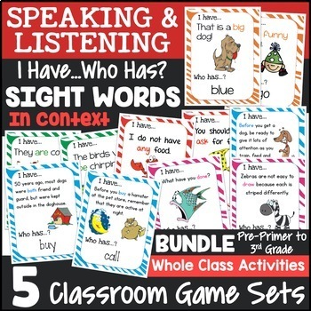 Preview of Sight Words Games Bundle I Have Who Has In Context