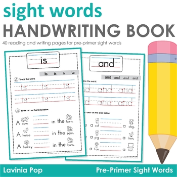 Preview of Sight Words Handwriting | Tracing Book (Pre-Primer Words)