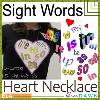 Preview of Sight Words Heart Necklace - Valentine's Day Craft