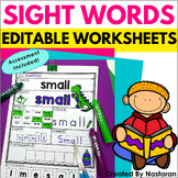 Editable Sight Words Worksheets High Frequency Words  Prac