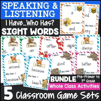 Preview of Sight Words I Have Who Has Game (Pre-primer, Primer, 1st, 2nd, 3rd Grades)