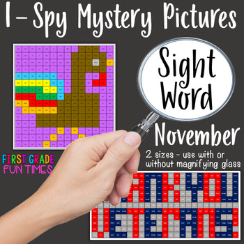 Preview of Sight Words I Spy Mystery Pictures Thanksgiving Activities