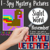 Sight Words I Spy Mystery Pictures Thanksgiving Activities