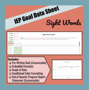 Preview of Sight Words IEP Goal Data Sheet