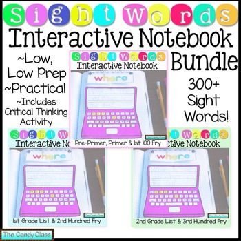 Preview of Editable Sight Word Interactive Notebook & Worksheet Fry Word Activities