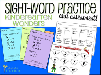Sight Words Kindergarten Wonders Practice and Assessment by Mrs Irvins ...