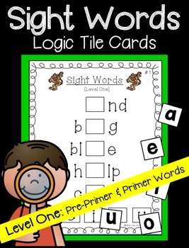 Preview of Sight Words Logic Tile Cards: Level One- Pre-Primer and Primer Words