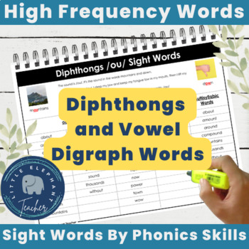Preview of Sight Words Lists Diphthong & Vowel Digraph Phonics Word Lists High Frequency