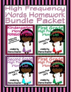 Preview of Sight Words (Literacy First) Complete Word List Homework Packet Bundled