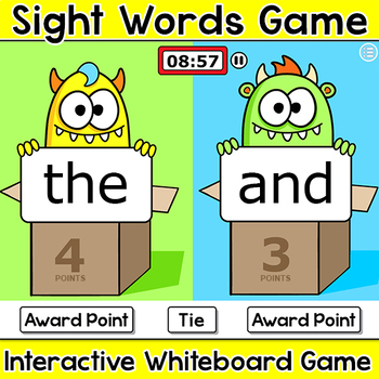 Preview of Sight Words Game - Monster Theme Team Challenge