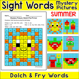 Sight Words Color by Code Summer Mystery Pictures - End of