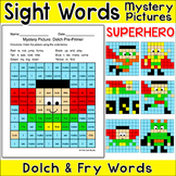 Superhero Color by Sight Words Mystery Pictures: Fast Fini