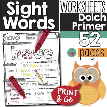 Preview of Primer Sight Words Practice Pages