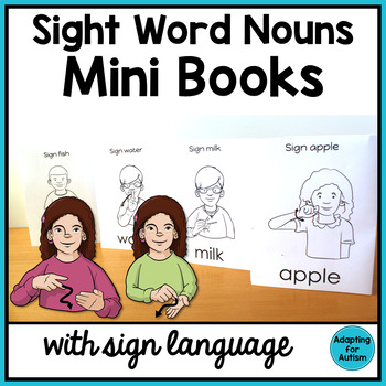 Preview of Sight Words Nouns Mini Books - Color Find Write and Sign (ASL)