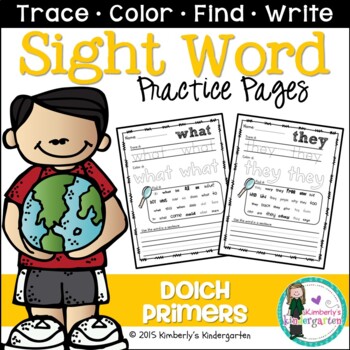 Sight Words Packet Worksheets, Dolch Primer Words. Print and go | TPT