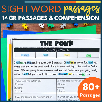 Preview of Sight Words Passages | Sight Word Practice | Reading Comprehension