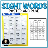 Sight Words Poster for Reading Fluency