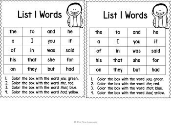 free printable kindergarten sight word books