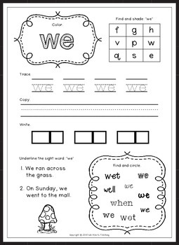 free sight words worksheets kindergarten by isla hearts