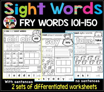Preview of Sight Words Practice Worksheets- Fry Word list 101-150- FRY’s SECOND HUNDRED