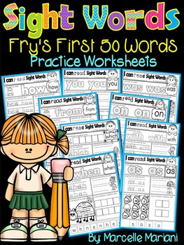 Preview of Sight Words Practice Sheets- Fry's 1st 50 words (50 Sight word Practice sheets)