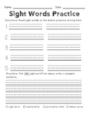 Sight Words Practice  Word Work