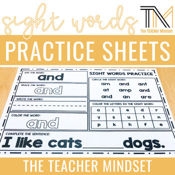 Preview of Sight Words Practice Worksheets | Dolch PreK List | No Prep