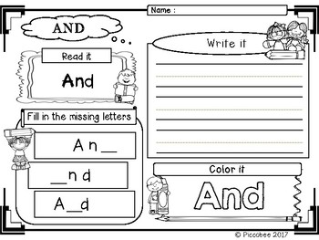sight words for pre k