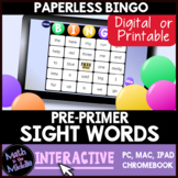Sight Words - Pre-Primer Digital Bingo Game - Distance Learning