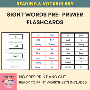 Sight Words Pre-Primer Flashcards And Tracing Worksheets by Foundry of ...