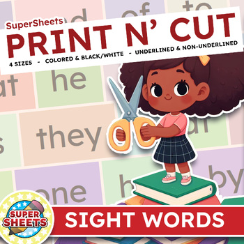 Preview of Sight Words Print N' Cut - 100 Words (varied sizes, formats, colors, underlined)