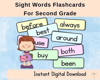 Preview of Sight Words Printable Flashcards, 2nd Grade Reading Skills, High Frequency Words