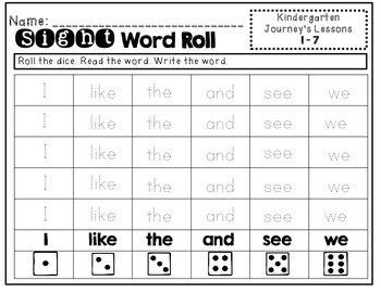 Sight Words Roll, Read, & Trace ~ Texas Journeys Kindergarten | TpT