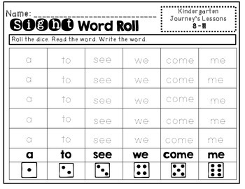 Sight Words Roll, Read, & Trace ~ Texas Journeys Kindergarten | TpT