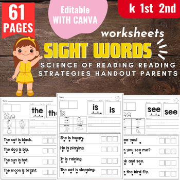 Preview of Sight Words science of reading reading strategies handout parents