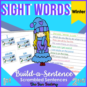 Preview of Scrambled Sentences - Sight Words Building Sentences - Winter Related