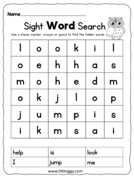 Sight Words Searches - Pre-K (Pre-Primer Dolch) Words by Little Iggy Ed