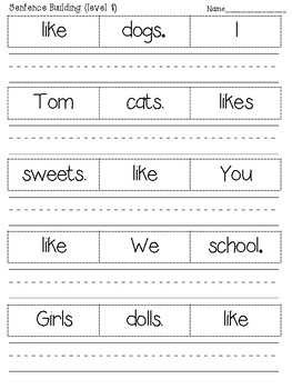 Sight Words Sentence Building Worksheets (more than 100 sentences) by ...