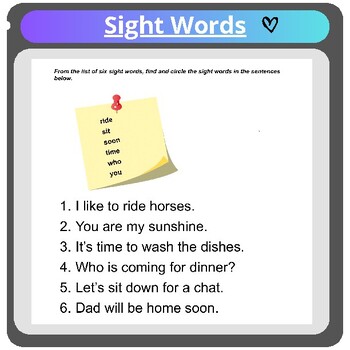 Preview of Sight Words Sentence Hunt Worksheets