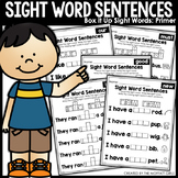 Sight Words Sentences Box it Up (Primer)